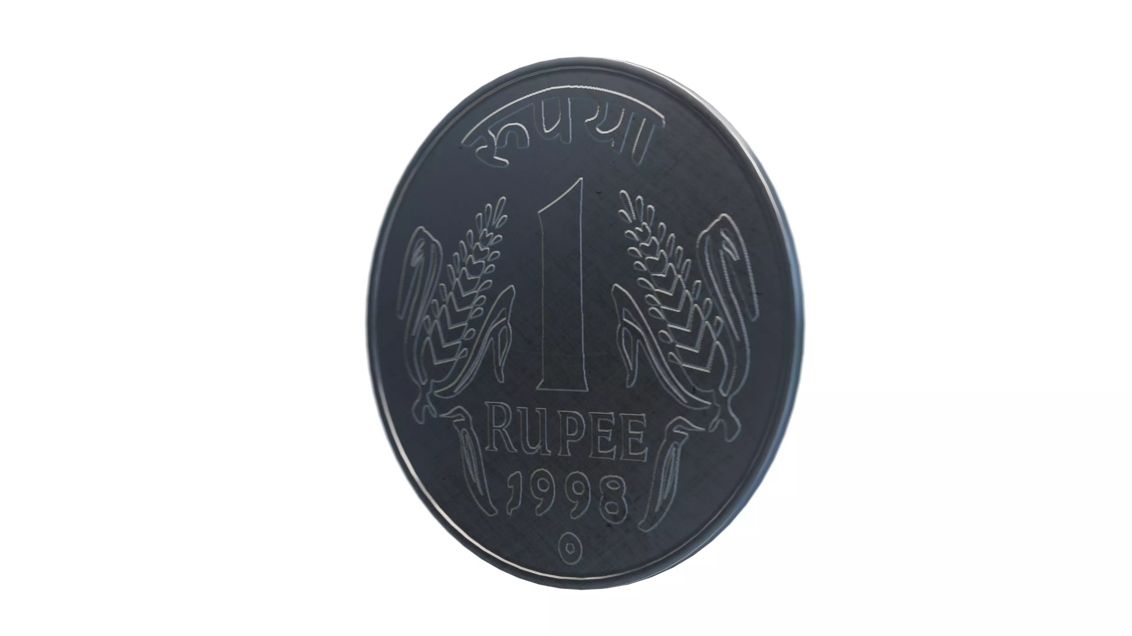 Indian One Rupee Coin Low-poly 3D model