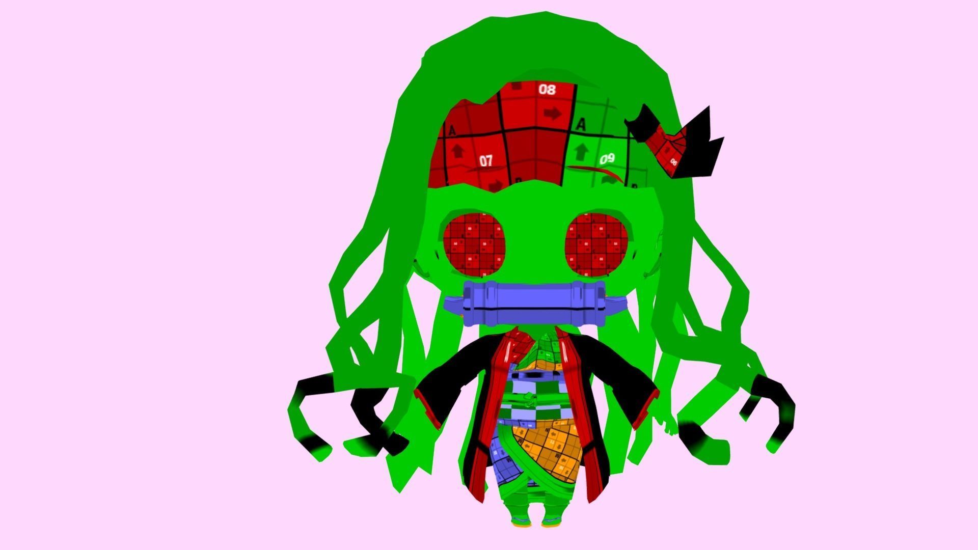 Nezuko chibi from Kimetsu no yaiba Low-poly 3D model_18