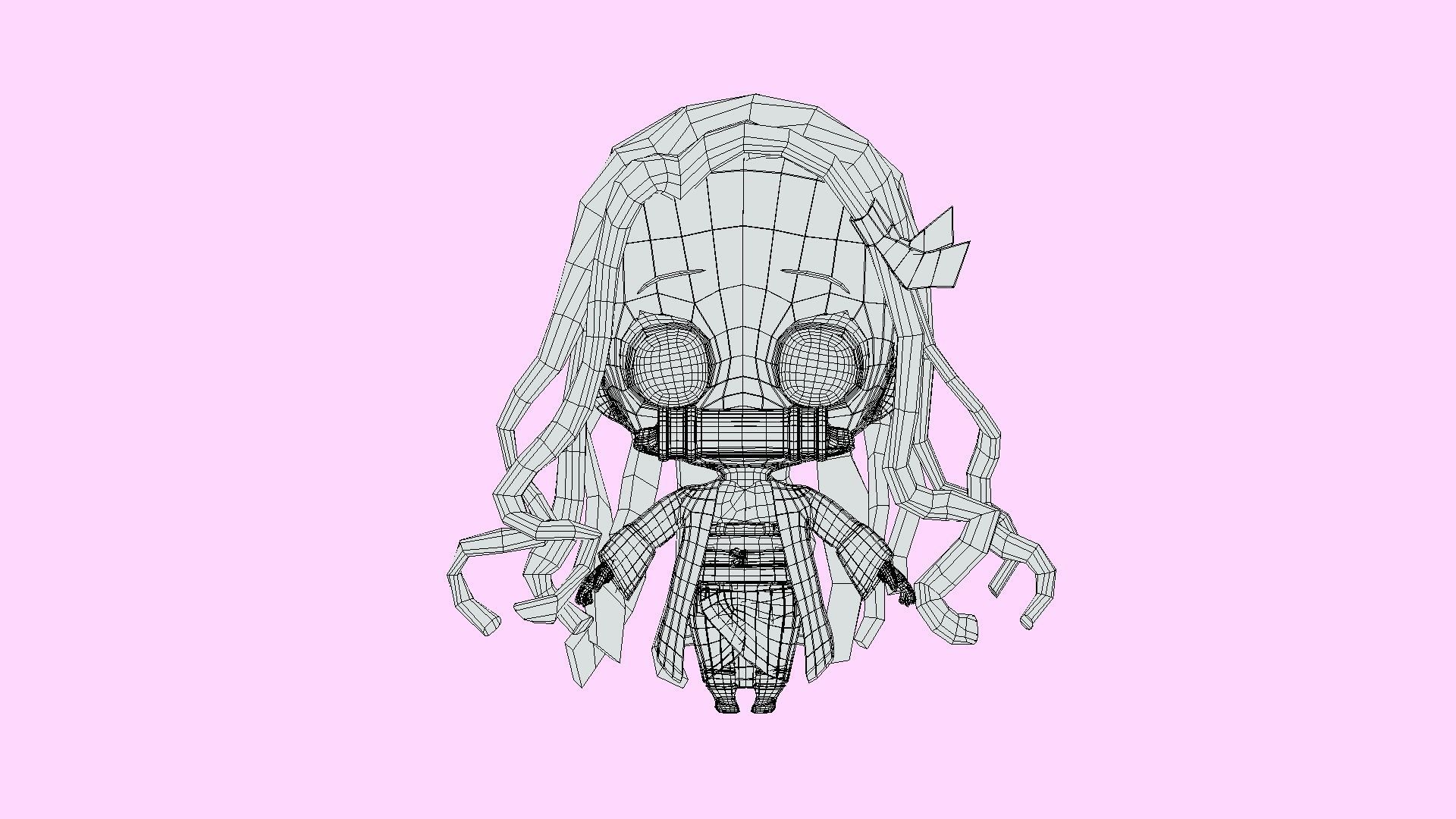 Nezuko chibi from Kimetsu no yaiba Low-poly 3D model_11