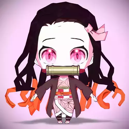 Nezuko chibi from Kimetsu no yaiba Low-poly 3D model