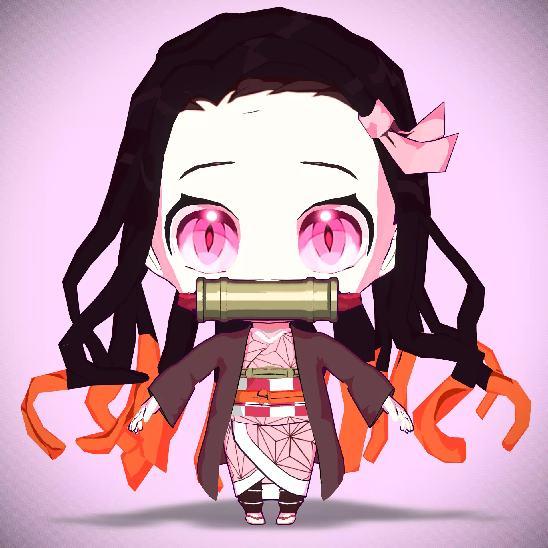 Nezuko chibi from Kimetsu no yaiba Low-poly 3D model_0