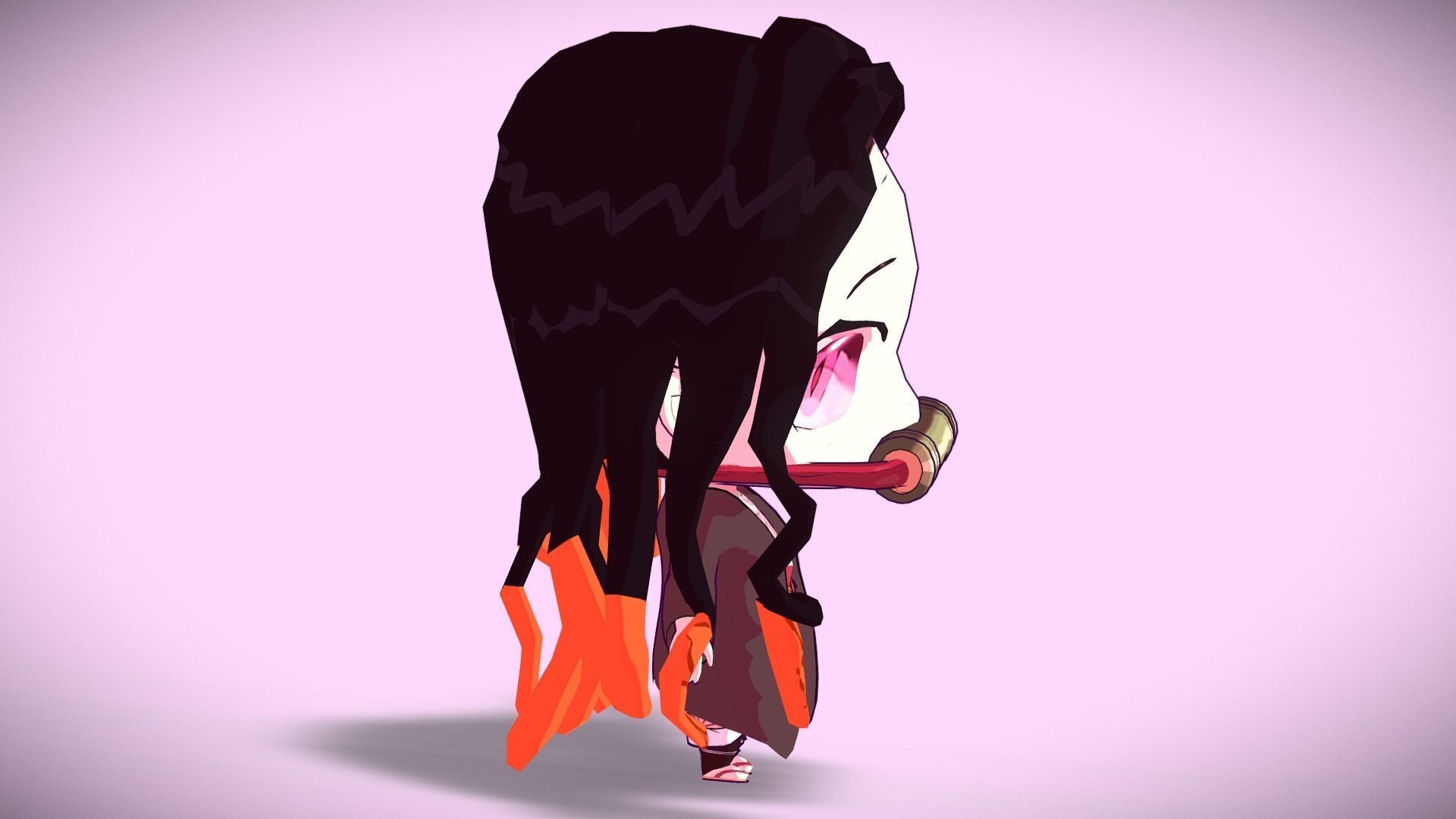 Nezuko chibi from Kimetsu no yaiba Low-poly 3D model_6