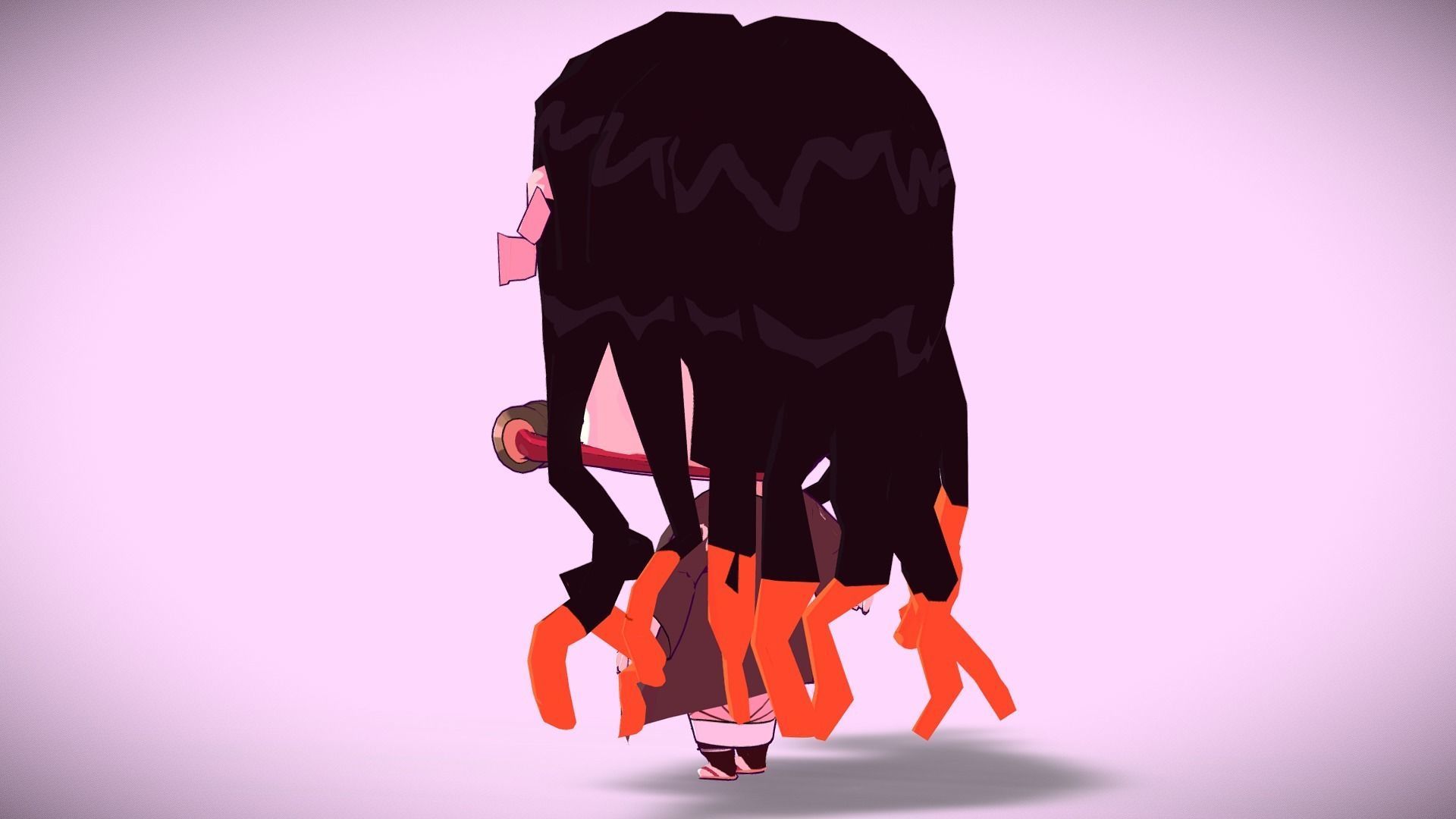 Nezuko chibi from Kimetsu no yaiba Low-poly 3D model_4