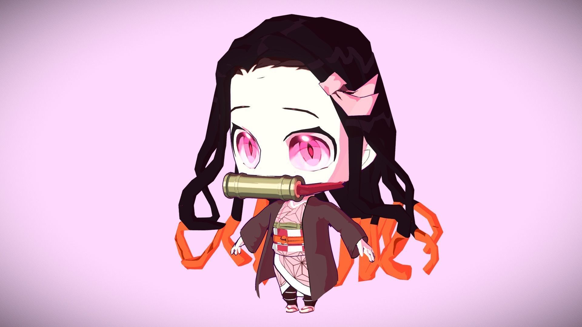 Nezuko chibi from Kimetsu no yaiba Low-poly 3D model_20