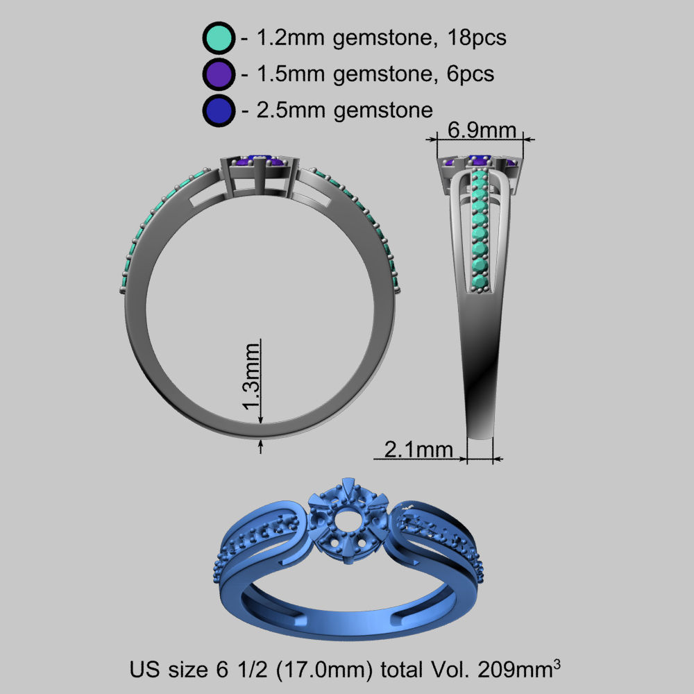 Fashion Gold Ring 3D print model_12