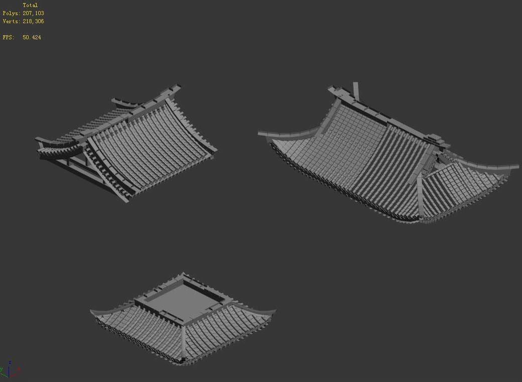 Tang Building - Decoration - Roof 05 3D model_3