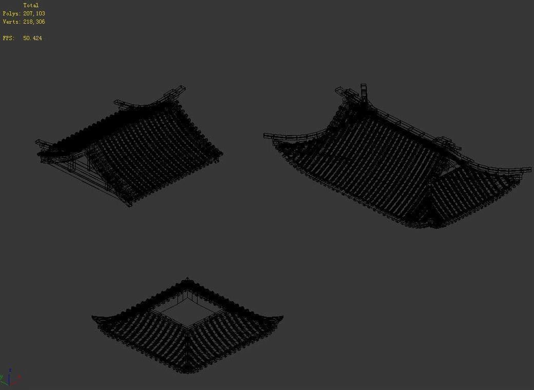 Tang Building - Decoration - Roof 05 3D model_2