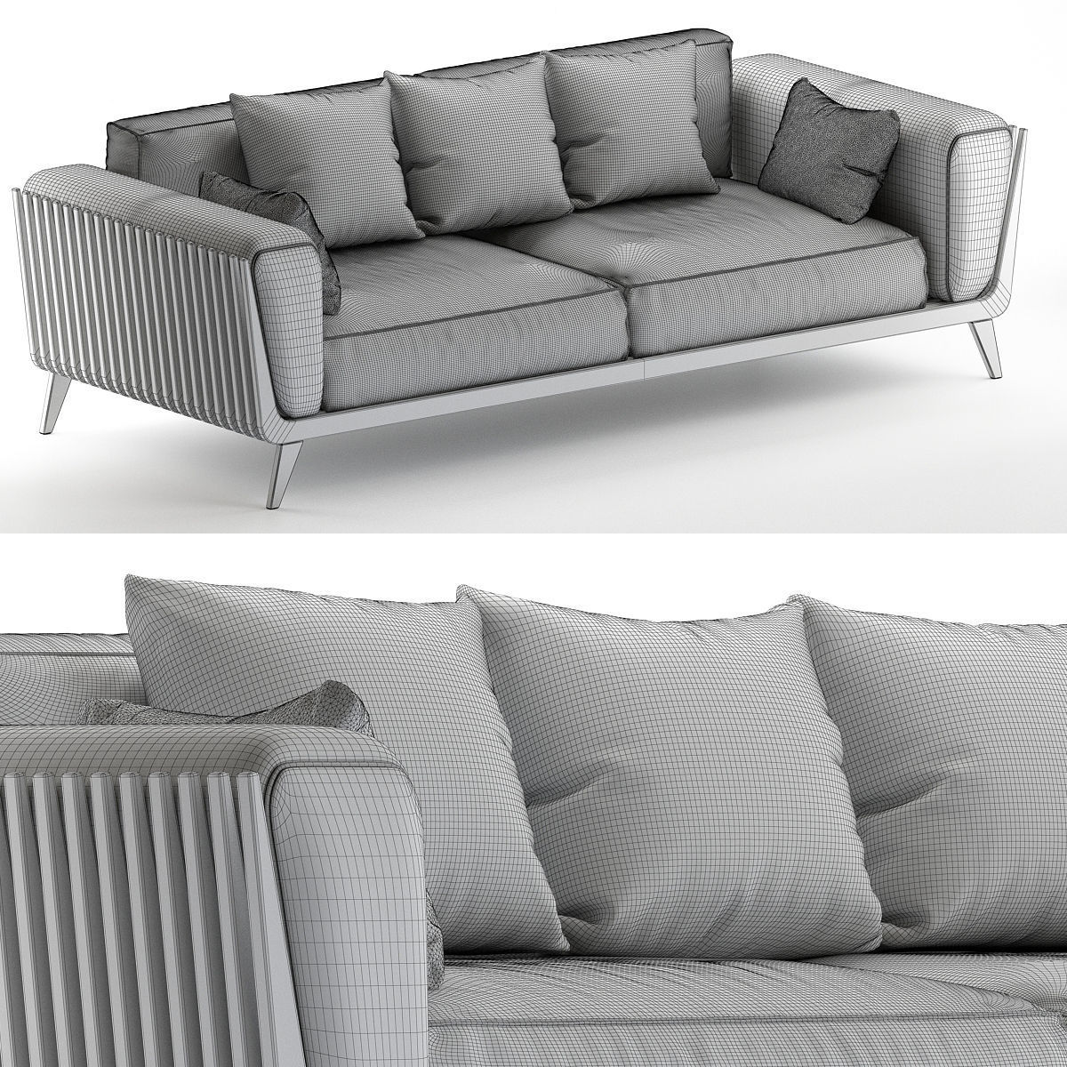Sofas low poly 3d models collection 10 pieces Low-poly 3D model_9
