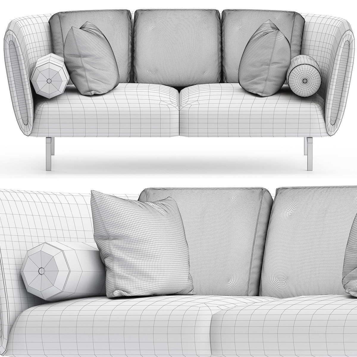 Sofas low poly 3d models collection 10 pieces Low-poly 3D model_14
