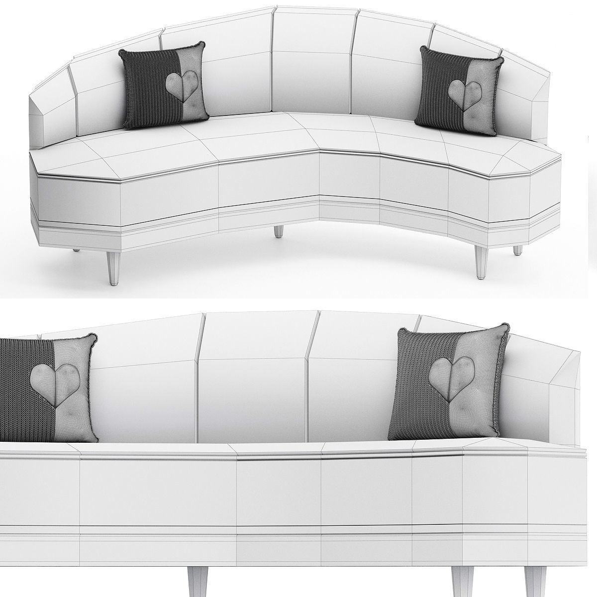 Sofas low poly 3d models collection 10 pieces Low-poly 3D model_15