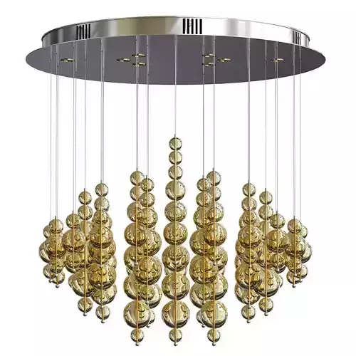 Bubble chandelier with golden glass beads