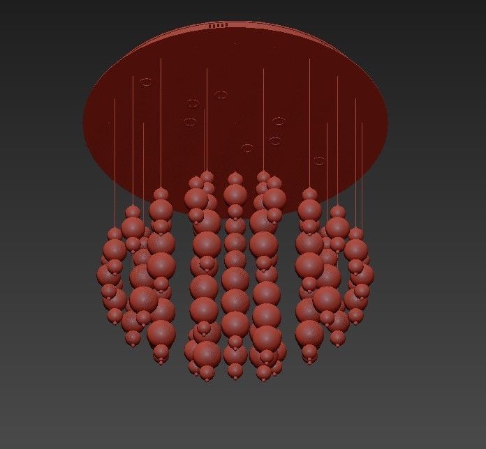 Bubble chandelier with golden glass beads 3D model_2