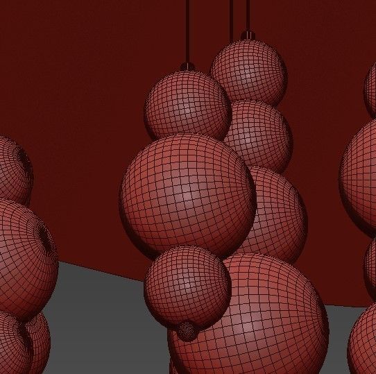 Bubble chandelier with golden glass beads 3D model_5