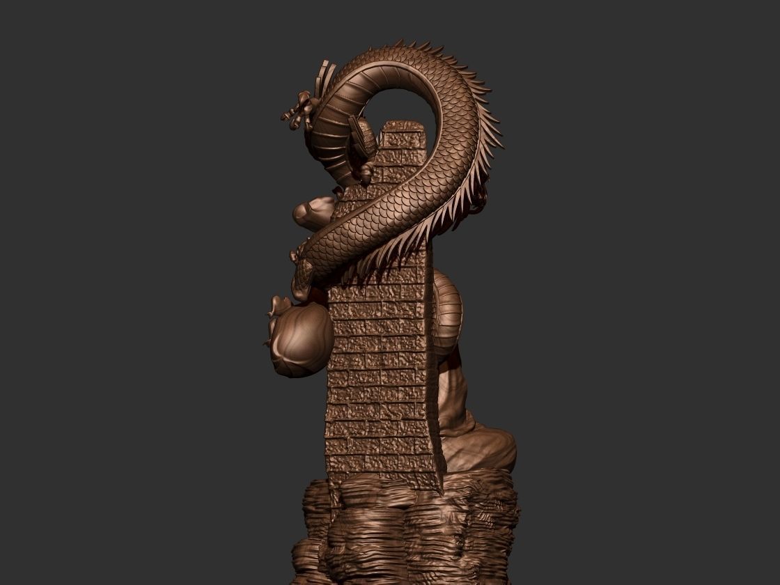 bodhidharma 3d model statue of dragon 3D model_2