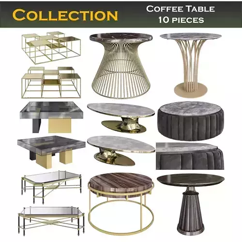 Coffee Table low poly 3d models collection 10 pieces Low-poly 3D model