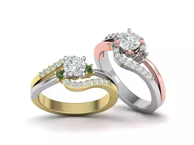 Delicate Engagement ring  with 5mm centr stone 3dmodel