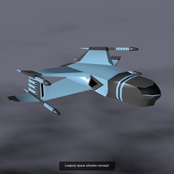 Lowpoly spaceship concepts 3D Model Collection_2