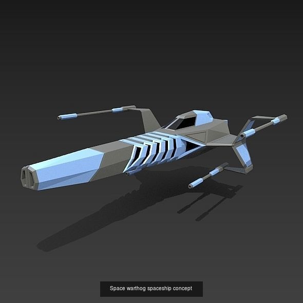 Lowpoly spaceship concepts 3D Model Collection_4