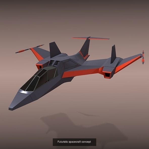 Lowpoly spaceship concepts 3D Model Collection_3