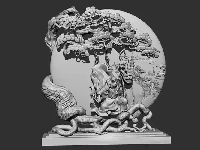 bodhidharma 3d statue with snake