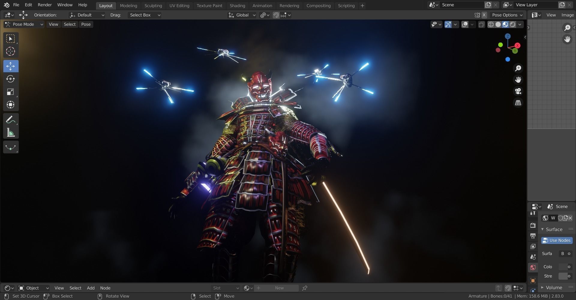 cyberpunk samurai 3D model_3