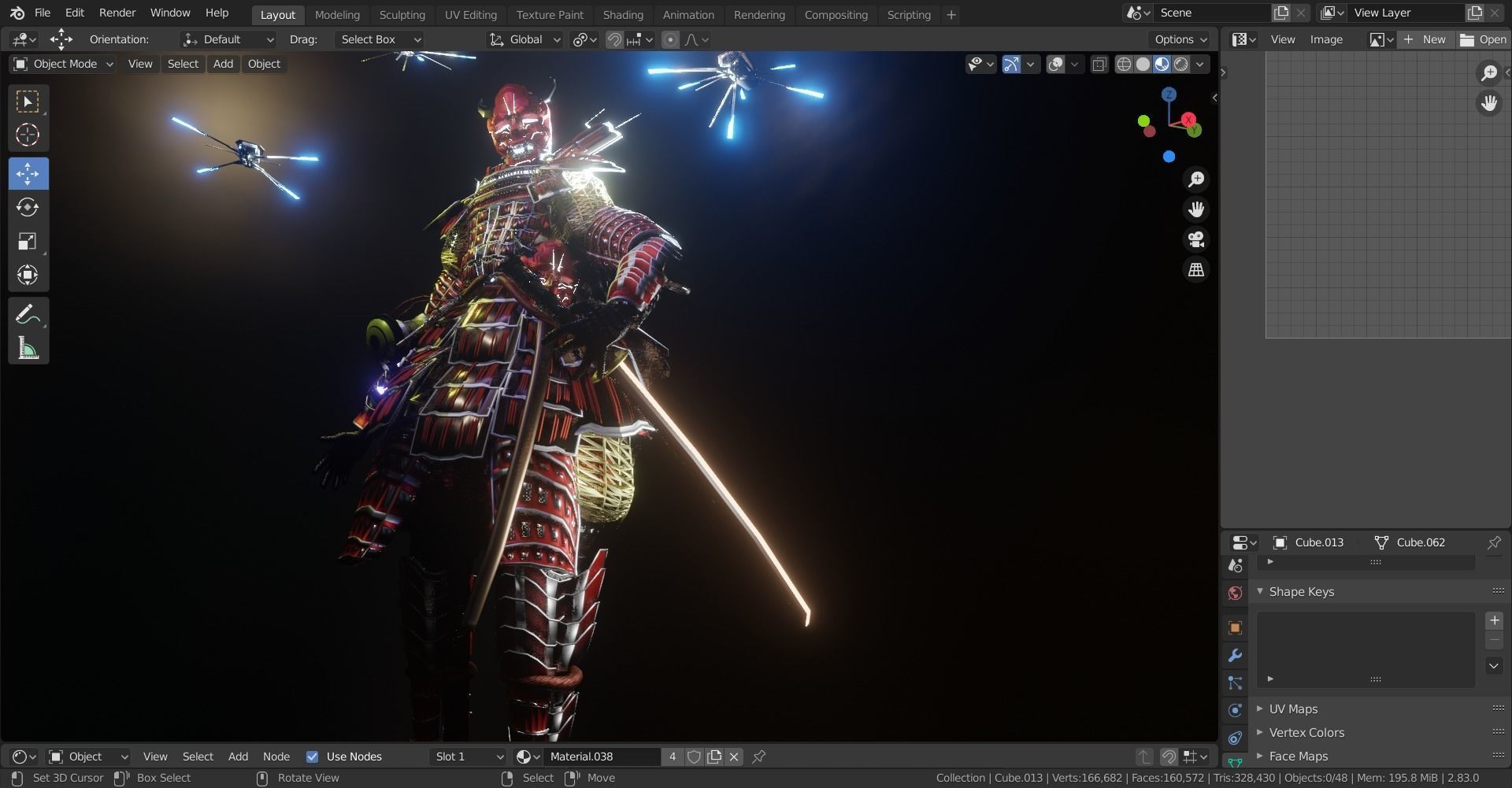 cyberpunk samurai 3D model_2