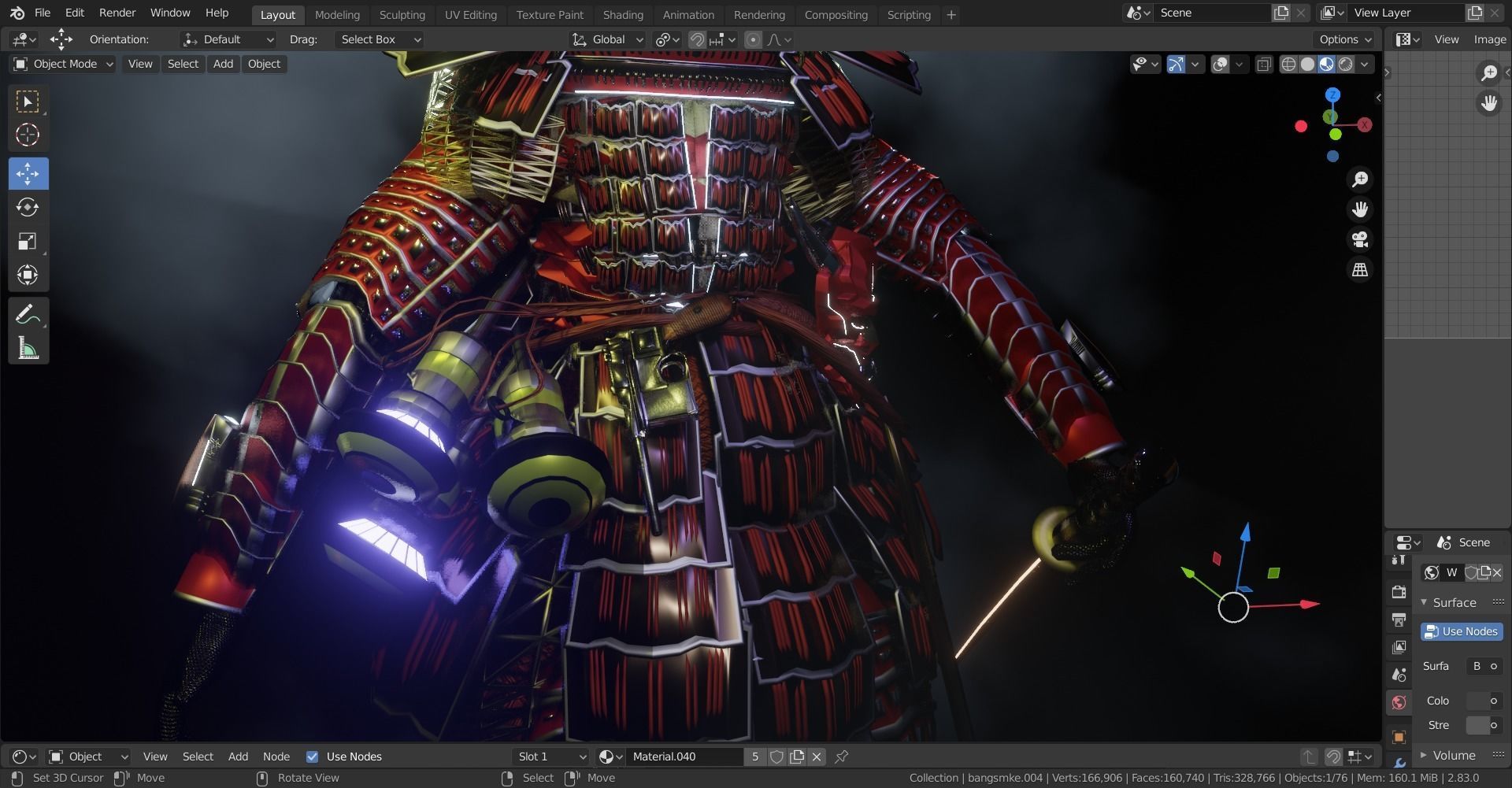 cyberpunk samurai 3D model_4