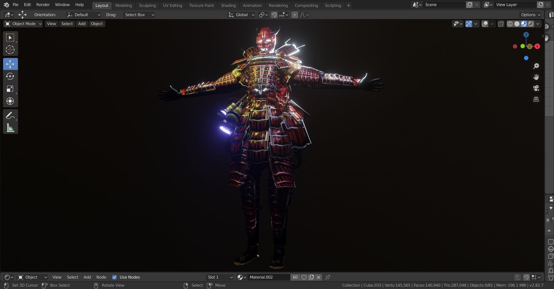 cyberpunk samurai 3D model_1
