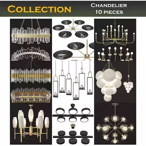 Chandelier low poly 3d models collection 10 pieces