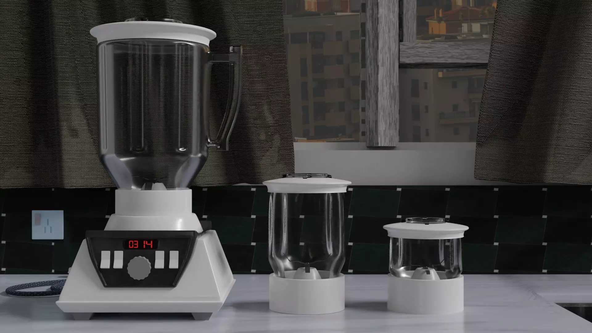 A BLENDER WITH TWO EXTRA CUPS 3D model_0