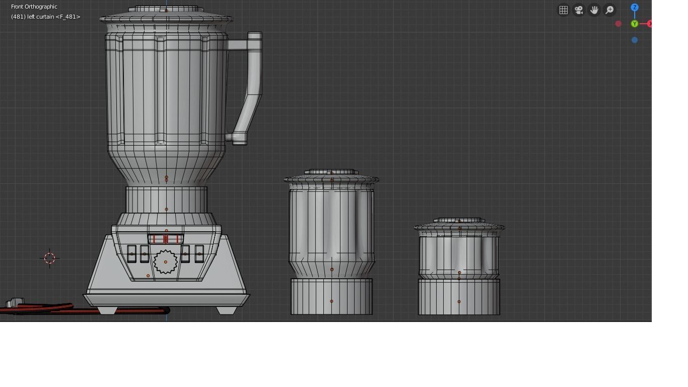 A BLENDER WITH TWO EXTRA CUPS 3D model_3