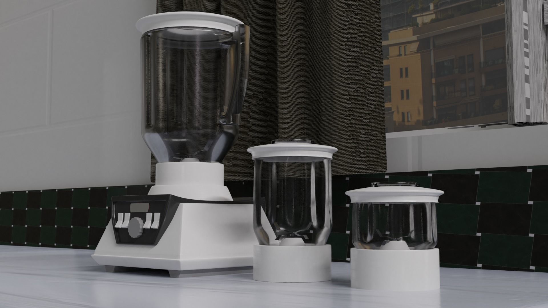 A BLENDER WITH TWO EXTRA CUPS 3D model_1