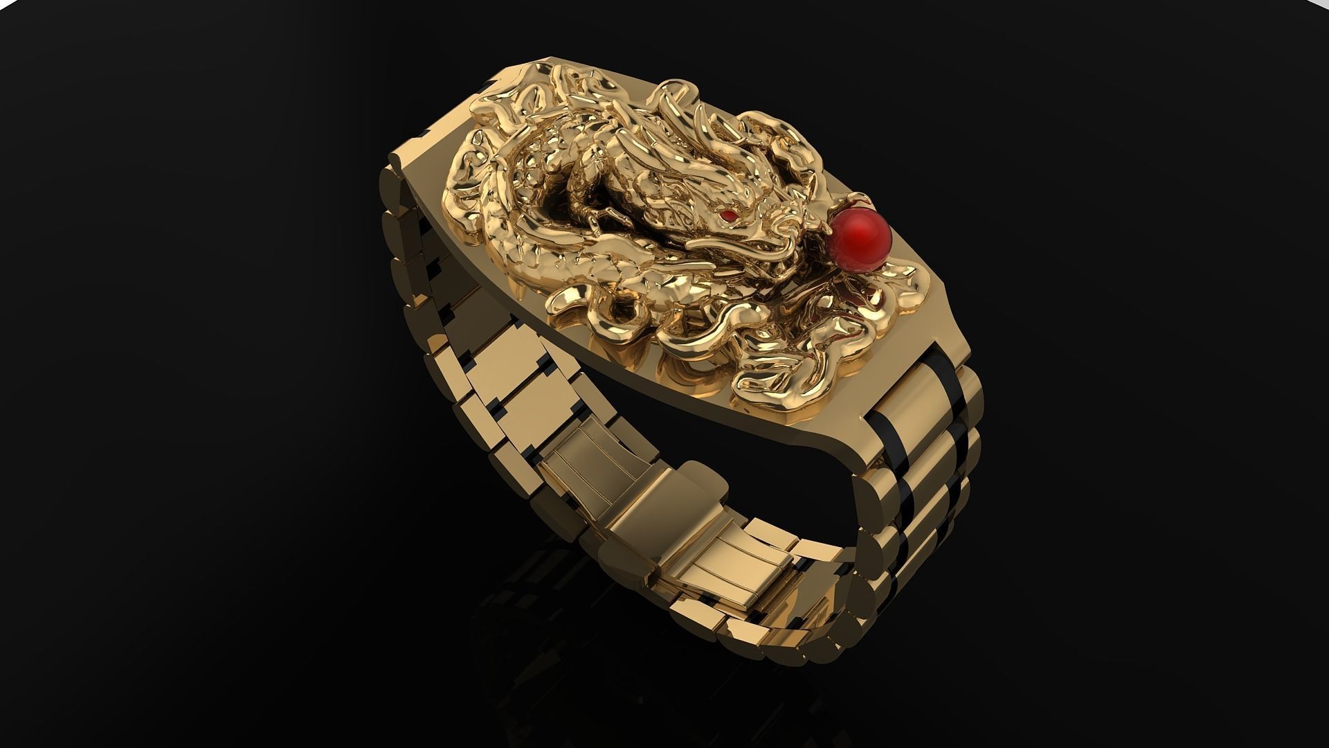 DRAGON BRACELET WITH BUTTERFLY CLASP 3D print model_3
