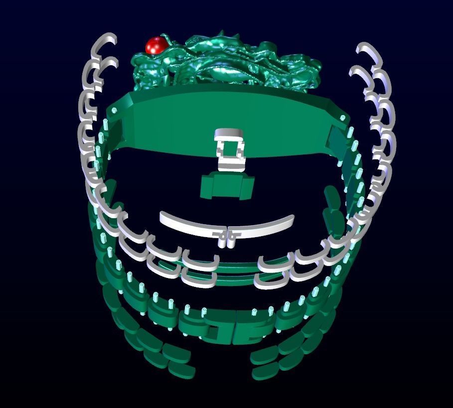 DRAGON BRACELET WITH BUTTERFLY CLASP 3D print model_8