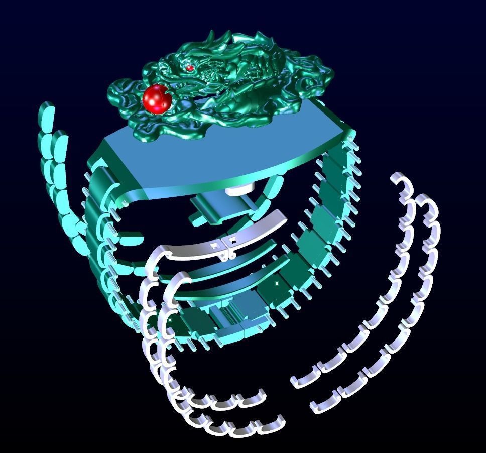 DRAGON BRACELET WITH BUTTERFLY CLASP 3D print model_7