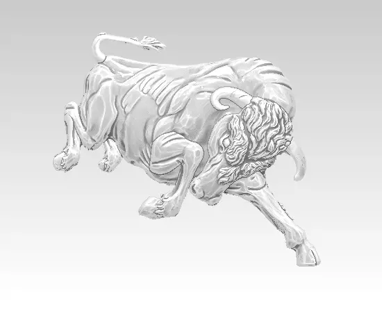Angry bull relief 3D print model_0