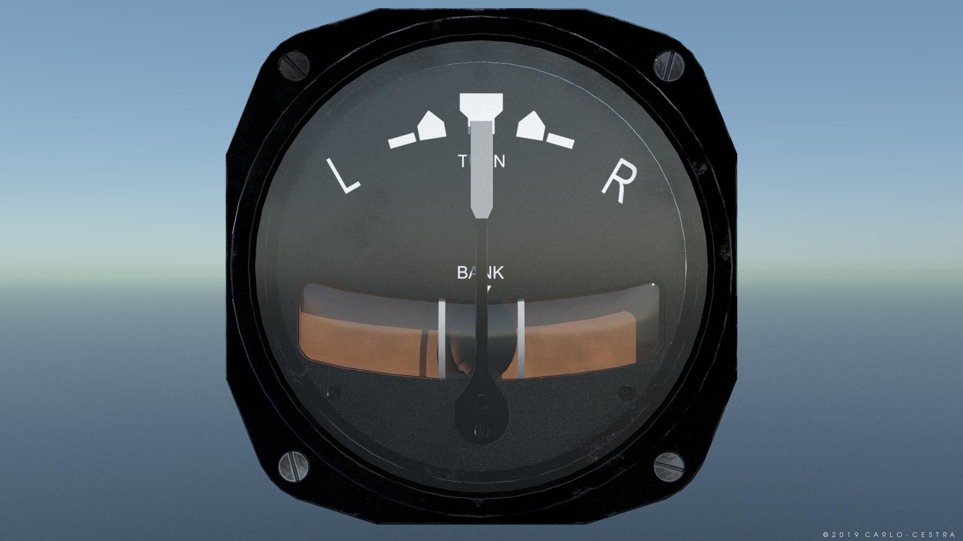 US TURN AND BANK INDICATOR Low-poly 3D model_4