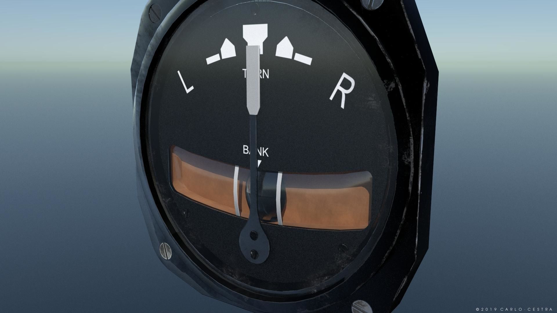 US TURN AND BANK INDICATOR Low-poly 3D model_2