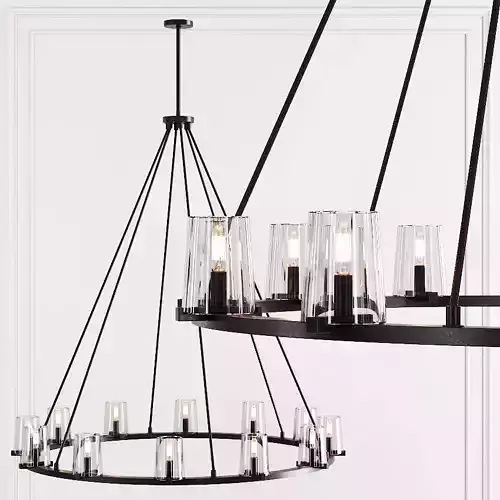 RH PAUILLAC ROUND CHANDELIER 48 Glass shade and Black