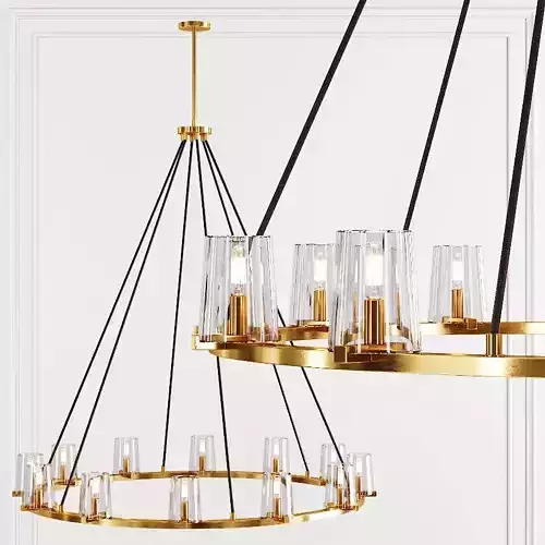 RH PAUILLAC ROUND CHANDELIER 48 Glass shade and Brass