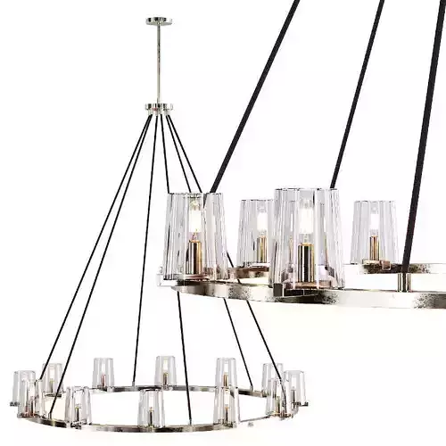 RH PAUILLAC ROUND CHANDELIER 48 Glass shade and Nickel