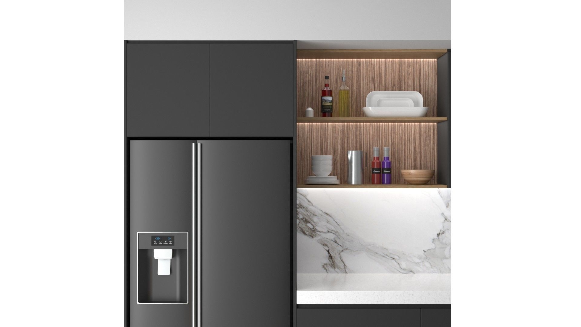 Kitchen D - High End Apartment Black Low-poly 3D model_6