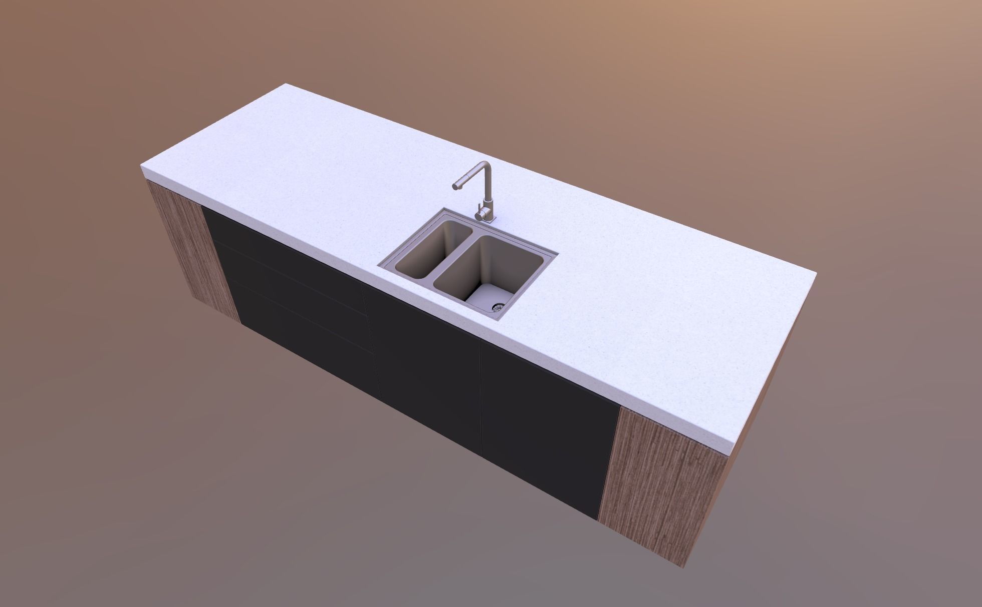 Kitchen D - High End Apartment Black Low-poly 3D model_11