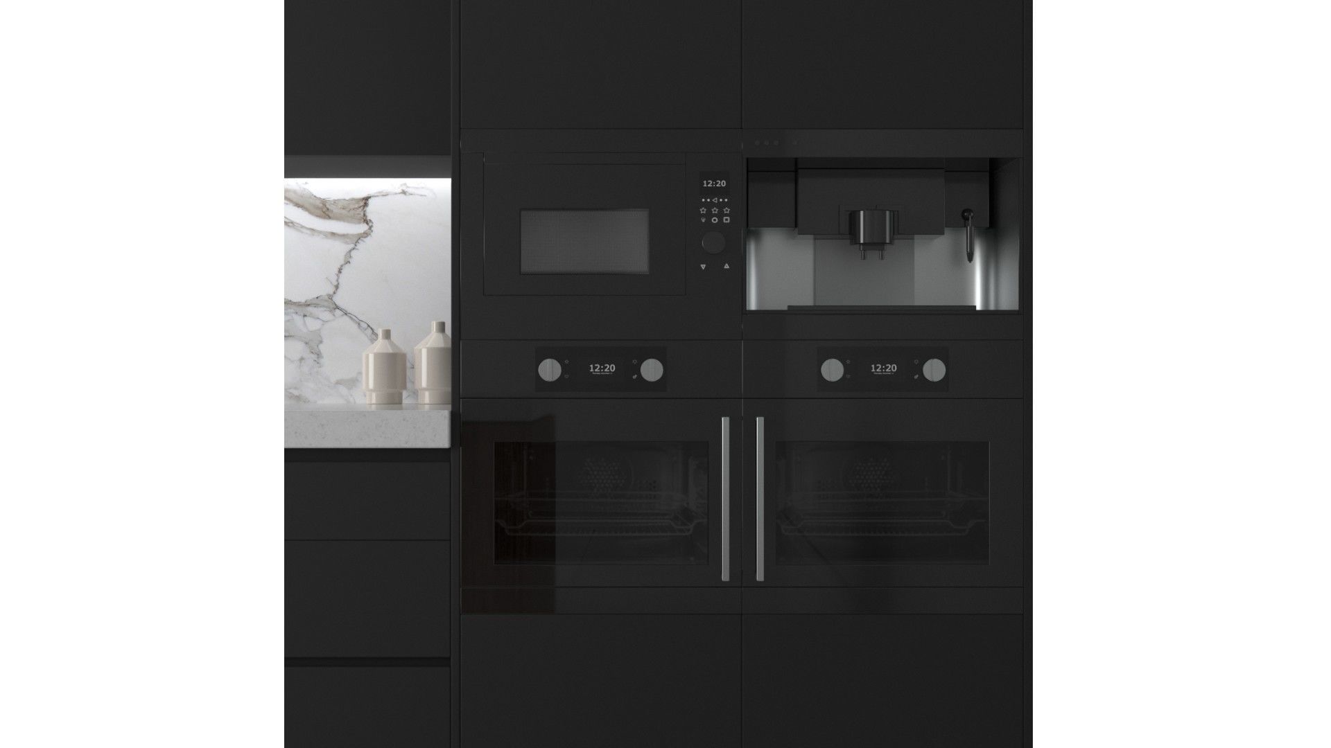 Kitchen D - High End Apartment Black Low-poly 3D model_5
