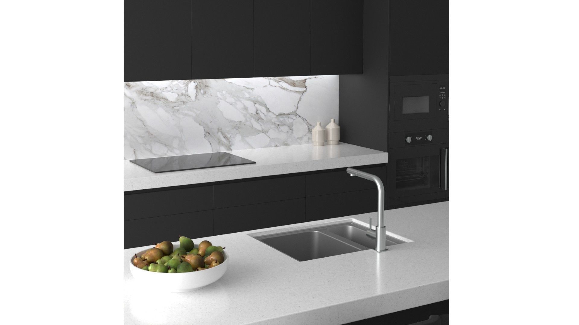 Kitchen D - High End Apartment Black Low-poly 3D model_3