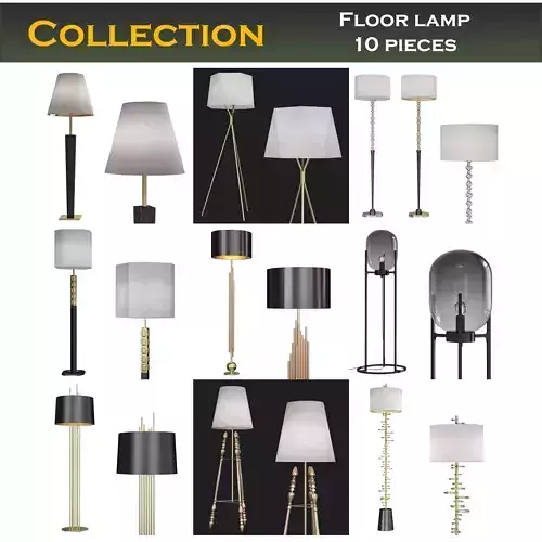 Floor Lamp low poly 3d models collection 10 pieces