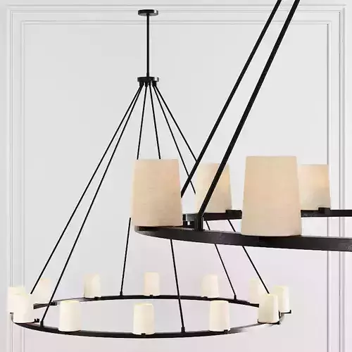 RH PAUILLAC ROUND CHANDELIER 60 Fabric shade and Black