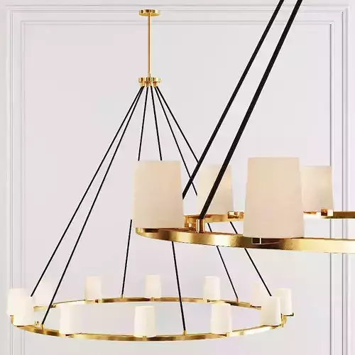 RH PAUILLAC ROUND CHANDELIER 60 Fabric shade and Brass