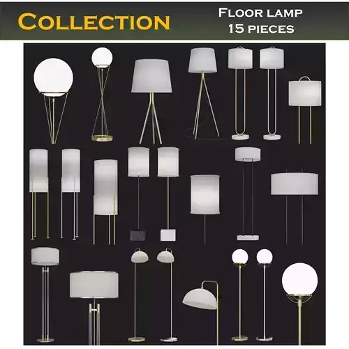 Floor Lamp low poly 3d models collection 15 pieces