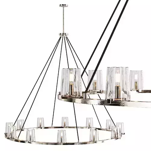 RH PAUILLAC ROUND CHANDELIER 60 Glass shade and Nickel